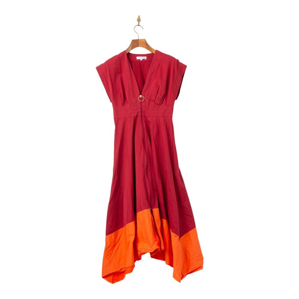 Roksanda Collective Two-Tone Midi Dress in Red and Orange - Picture 4 of 7